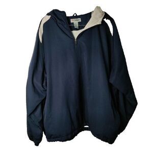 Tonix Men 2X Lined Blue White Hoodie Drawstring Waist Windbreaker Golf Fishermen